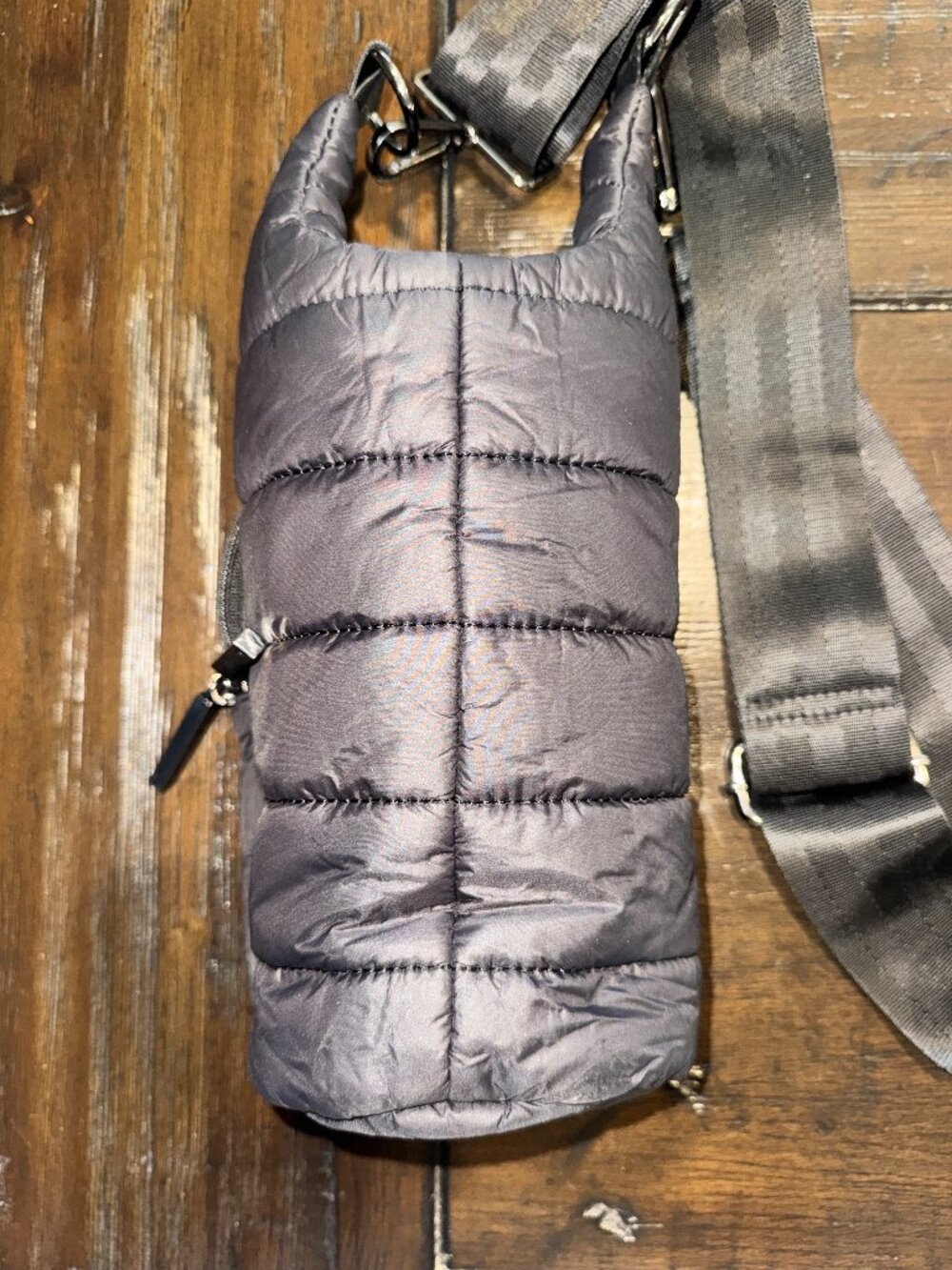 WanderFull Black Puffer Water Bottle Crossbody Bag